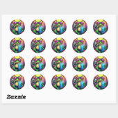 Grumpy Frog Y2K Esthetiek Retro Web Banner Tropica Ronde Sticker (Vel)