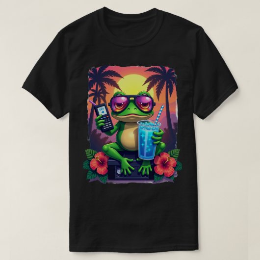 Grumpy Frog Y2K Esthetiek Retro Web Banner Tropica T-shirt (Design voorkant)