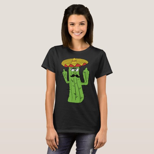 Grumpy Funniest Cactus Mexican Trouble Maker Middl T-shirt (Voorkant volledig)