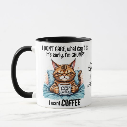 Grumpy Funny Cat Drink koffiecitaat Mok (Links)