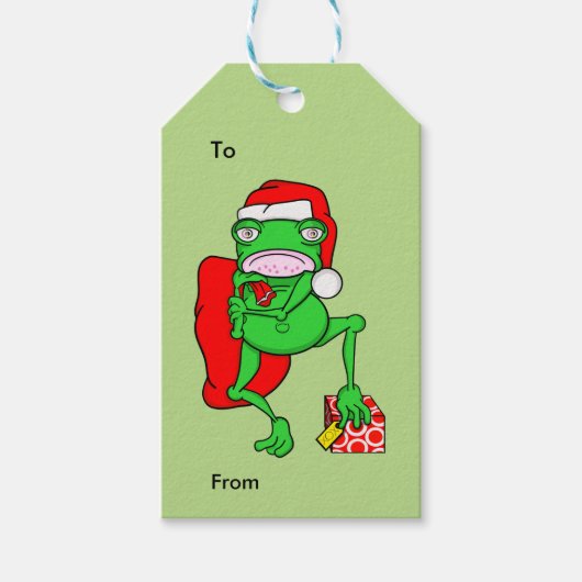 Grumpy Funny Christmas kikker Cadeaulabel (Voorkant)