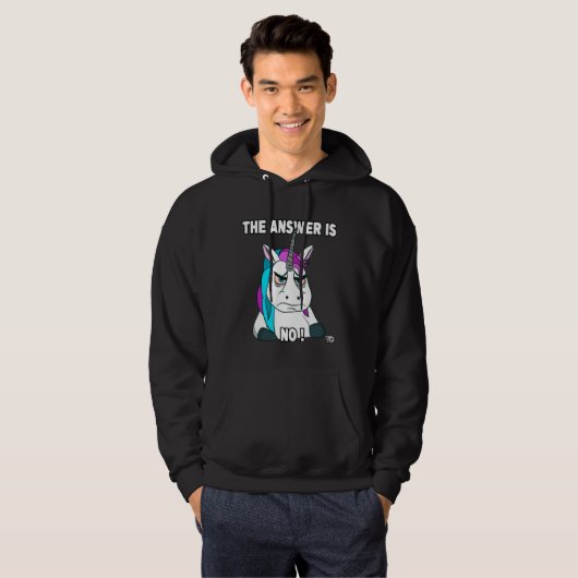Grumpy Funny Unicorn Says No Hoodie (Voorkant volledig)