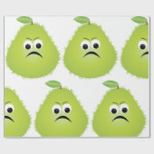 Grumpy Fuzzy Pear Face Grappig Fruit karakter Cadeaupapier (Vlak)