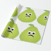 Grumpy Fuzzy Pear Face Grappig Fruit karakter Cadeaupapier (Uitgerold)
