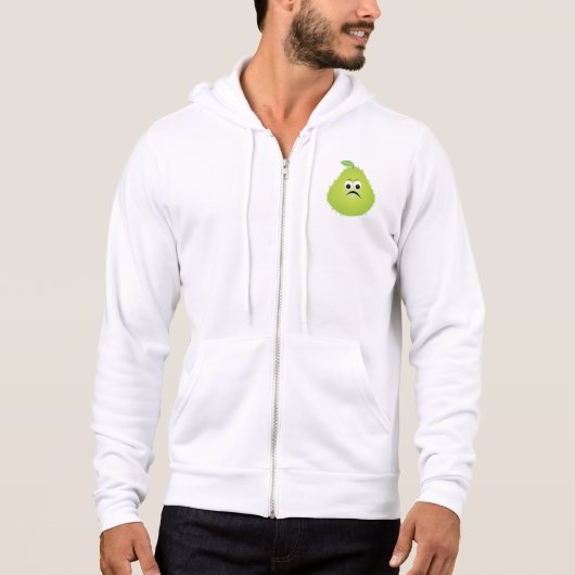 Grumpy Fuzzy Pear Face Grappig Fruit karakter Hoodie (Voorkant)