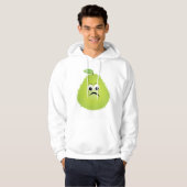 Grumpy Fuzzy Pear Face Grappig Fruit karakter Hoodie (Voorkant volledig)