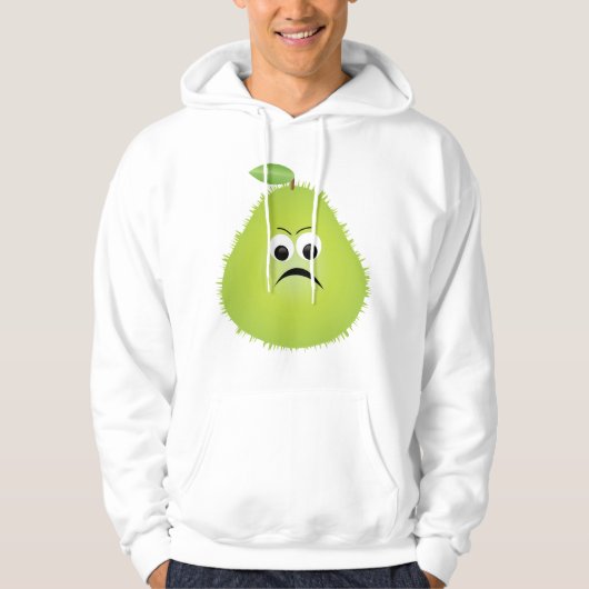 Grumpy Fuzzy Pear Face Grappig Fruit karakter Hoodie (Voorkant)