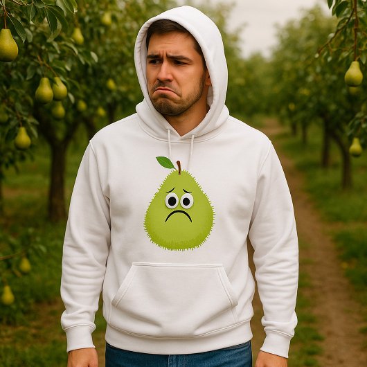 Grumpy Fuzzy Pear Face Grappig Fruit karakter Hoodie
