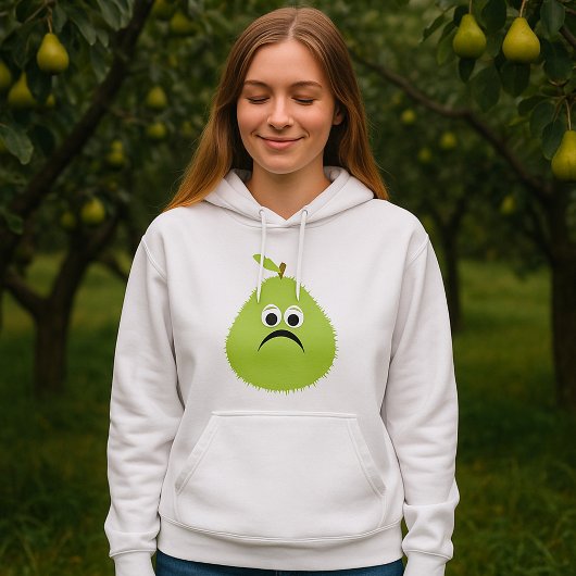 Grumpy Fuzzy Pear Face Grappig Fruit karakter Hoodie