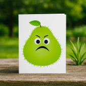 Grumpy Fuzzy Pear Face Grappig Fruit karakter Kaart