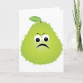 Grumpy Fuzzy Pear Face Grappig Fruit karakter Kaart (Voorkant)