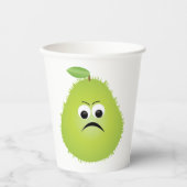 Grumpy Fuzzy Pear Face Grappig Fruit karakter Papieren Bekers (Voorkant)