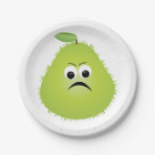 Grumpy Fuzzy Pear Face Grappig Fruit karakter Papieren Bordje (Voorkant)