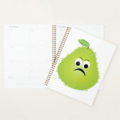 Grumpy Fuzzy Pear Face Grappig Fruit karakter Planner (Display)