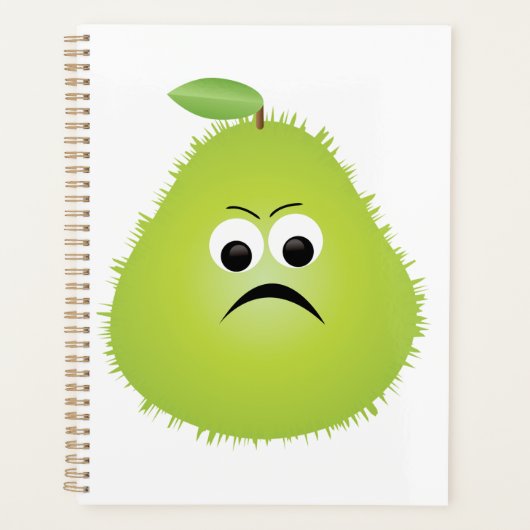 Grumpy Fuzzy Pear Face Grappig Fruit karakter Planner (Voorkant)
