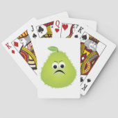 Grumpy Fuzzy Pear Face Grappig Fruit karakter Pokerkaarten (Achterkant)