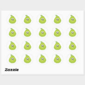 Grumpy Fuzzy Pear Face Grappig Fruit karakter Ronde Sticker (Vel)