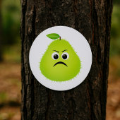 Grumpy Fuzzy Pear Face Grappig Fruit karakter Ronde Sticker