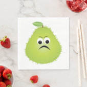 Grumpy Fuzzy Pear Face Grappig Fruit karakter Servet (Insitu)