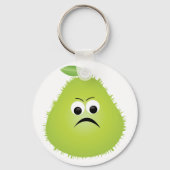 Grumpy Fuzzy Pear Face Grappig Fruit karakter Sleutelhanger (Voorkant)