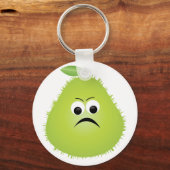 Grumpy Fuzzy Pear Face Grappig Fruit karakter Sleutelhanger (Voorkant)