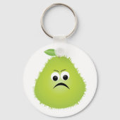 Grumpy Fuzzy Pear Face Grappig Fruit karakter Sleutelhanger (Achterkant)