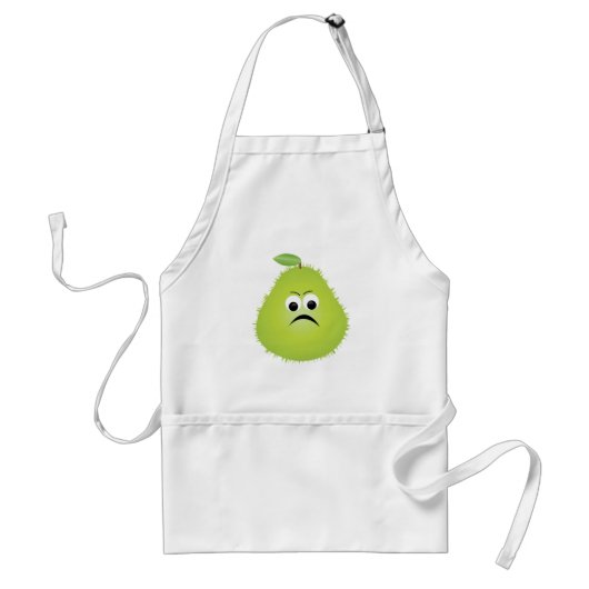 Grumpy Fuzzy Pear Face Grappig Fruit karakter Standaard Schort (Voorkant)