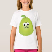 Grumpy Fuzzy Pear Face Grappig Fruit karakter T-shirt (Voorkant)