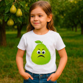 Grumpy Fuzzy Pear Face Grappig Fruit karakter T-shirt