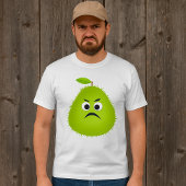 Grumpy Fuzzy Pear Face Grappig Fruit karakter T-shirt