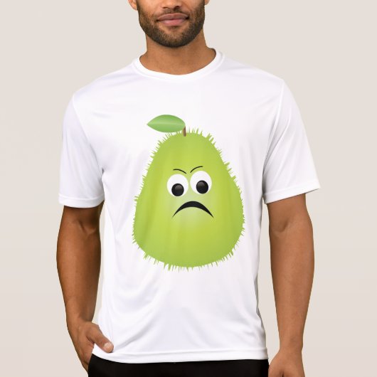 Grumpy Fuzzy Pear Face Grappig Fruit karakter T-shirt (Voorkant)
