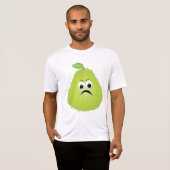 Grumpy Fuzzy Pear Face Grappig Fruit karakter T-shirt (Voorkant volledig)