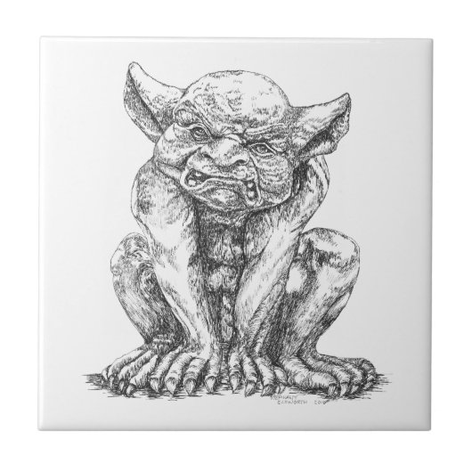 Grumpy Gargoyle Ceramic Photo Tegel Tegeltje (Voorkant)