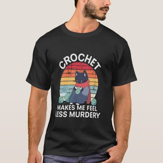 Grumpy gehaakte kat Grappig breien garen liefhebbe T-shirt (Voorkant)