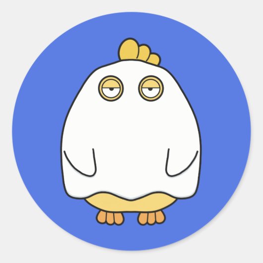 Grumpy Ghost Chick Ronde Sticker (Voorkant)