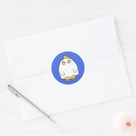 Grumpy Ghost Chick Ronde Sticker (Envelop)