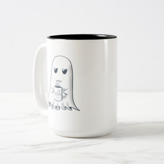 Grumpy Ghost met Coffee Mok Design (Voorkant links)