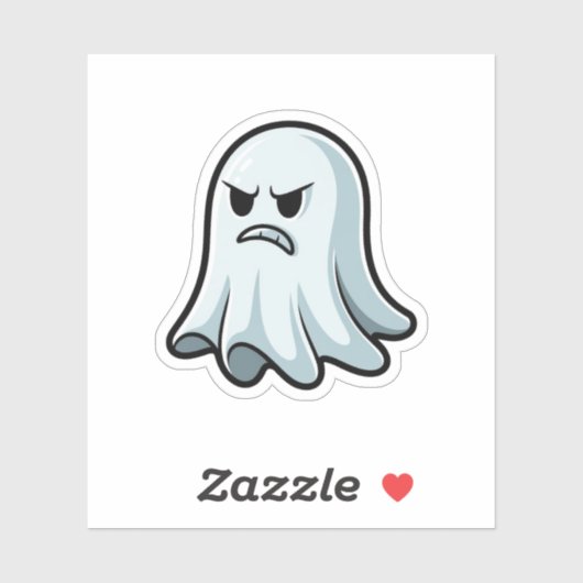 Grumpy Ghost Sticker – Angry Cute Boo (Vel)