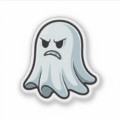 Grumpy Ghost Sticker – Angry Cute Boo (Voorkant)