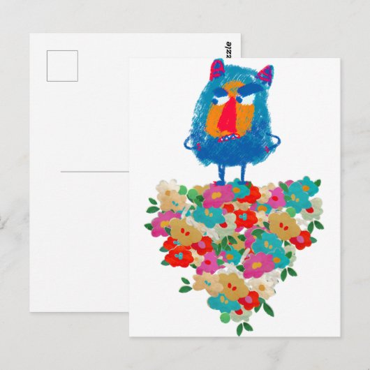 Grumpy Giant on Pastel Blooms Briefkaart (Voorkant / Achterkant)