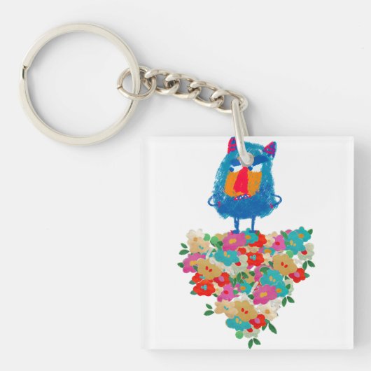 Grumpy Giant on Pastel Blooms Sleutelhanger (voorkant)