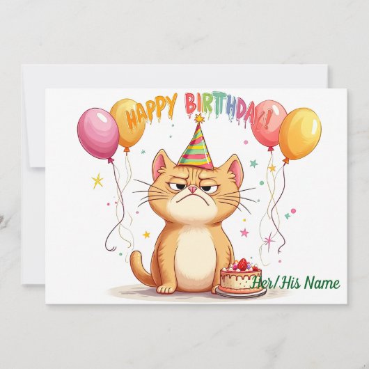 Grumpy Ginger Cat Birthday Humor Kaart (Voorkant)