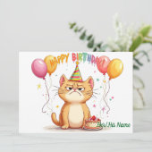 Grumpy Ginger Cat Birthday Humor Kaart (Staand voorkant)