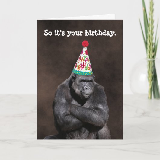 Grumpy Gorilla Yay Birthday Kaart (Voorkant)