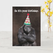 Grumpy Gorilla Yay Birthday Kaart (Gele Bloem)