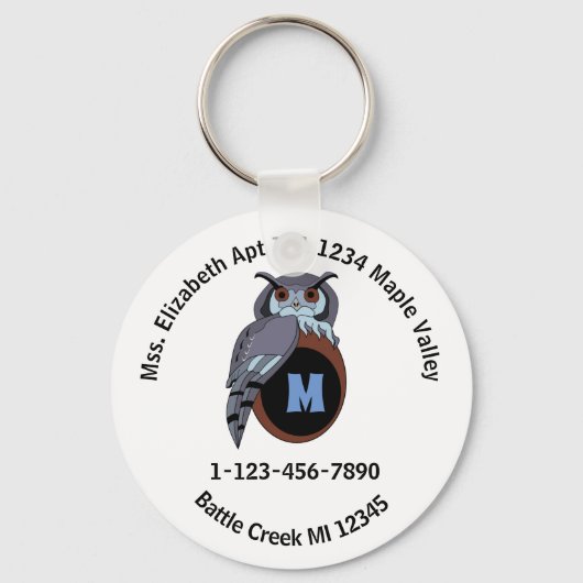 Grumpy Grandpa Scop Owl Noodcontactinfo Sleutelhanger (Voorkant)