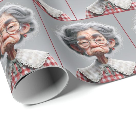 Grumpy Granny met Gingham jurk Cadeaupapier (Rol Hoek)