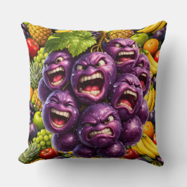 Grumpy grapes and angry fruit funny whimsical kitc kussen