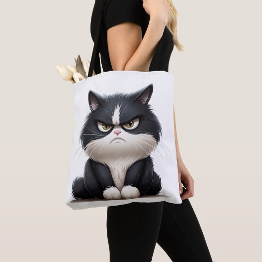 Grumpy grappige kat tote bag (Dichtbij)