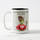 Grumpy Green Furry Mama houdt van koffie Tweekleurige Koffiemok (Links)
